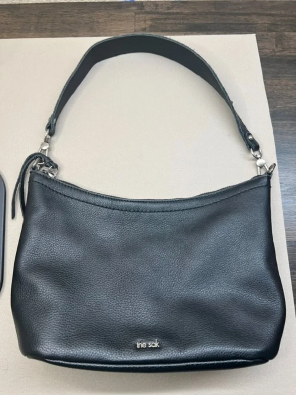 The Sak Jasmine Pebbled Black Leather Hobo Bag